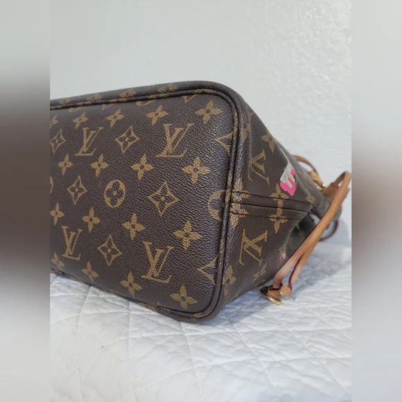 Louis Vuitton Brown Monogram Neverfull Tote with Decorative Patch Accents - Picture 8 of 16